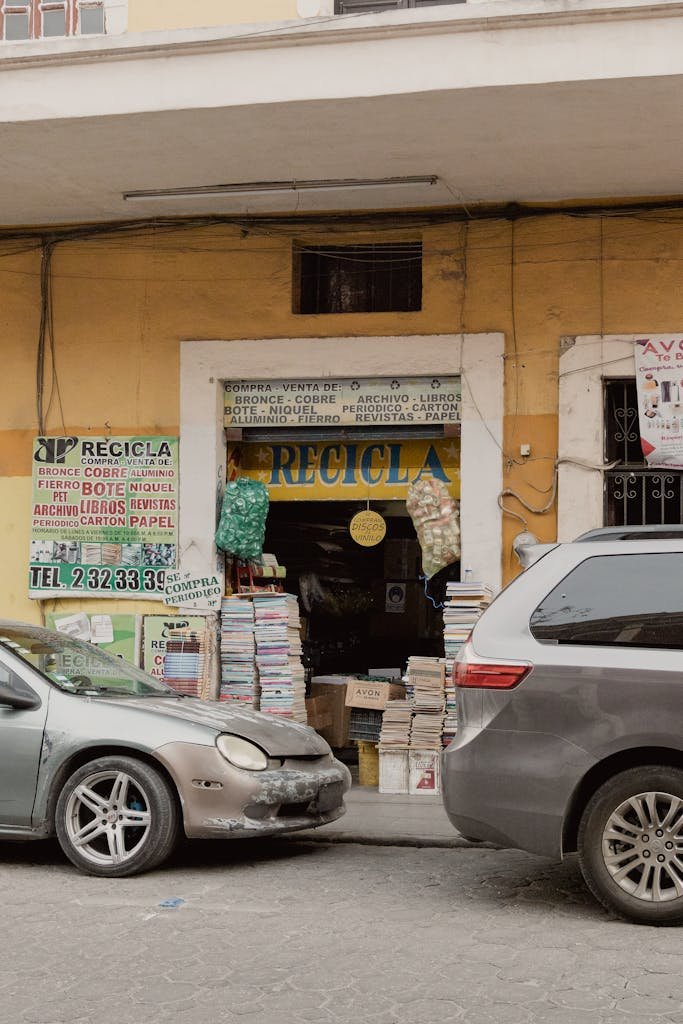 Local de reciclaje en el Centro Histórico de Puebla, Puebla. México