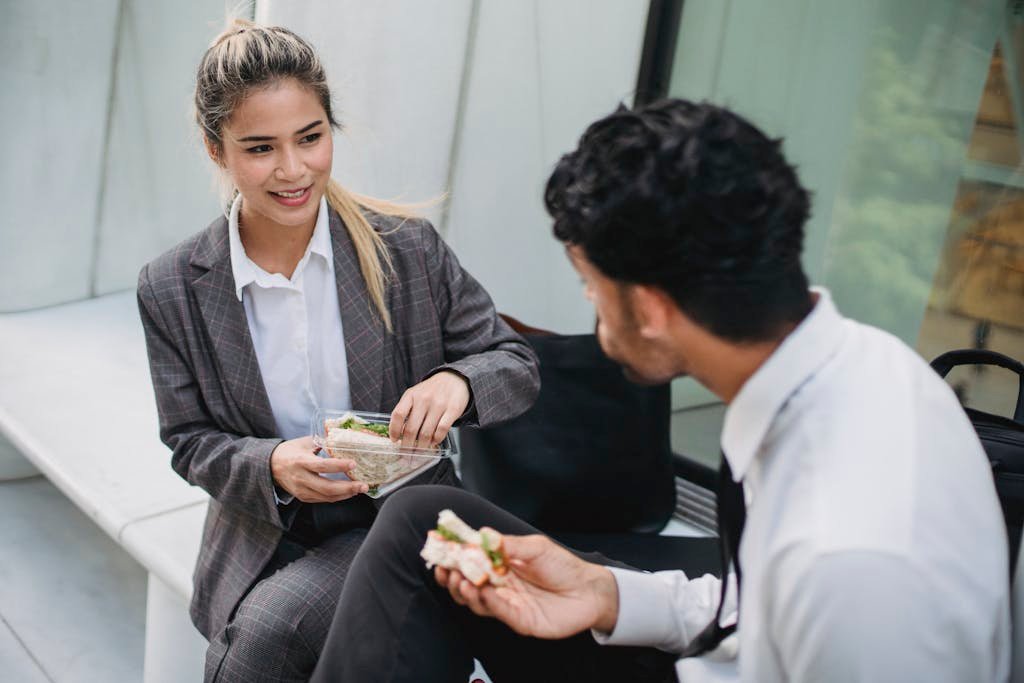 Colleagues Having a Sandwich