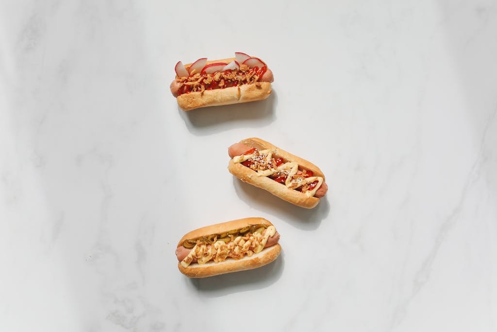 Photo of Hotdog Sandwiches on White Background